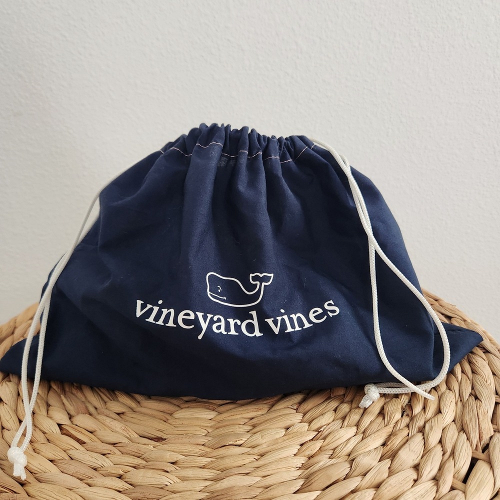 Vineyard Vines Navy Blue Drawstring Pouch Bag Whale Logo